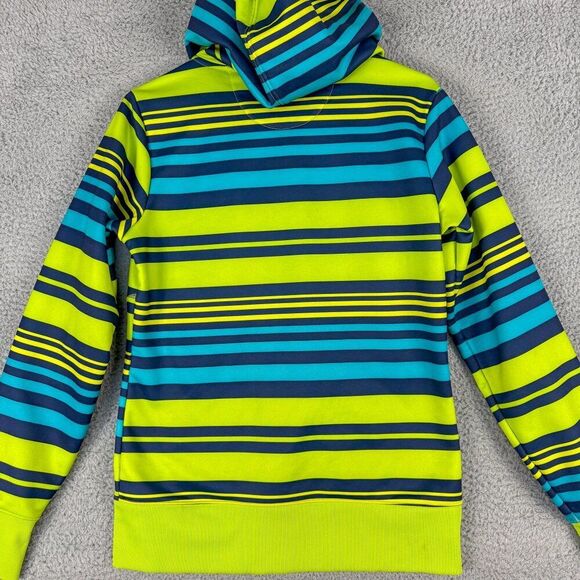 Under Armour Hoodie Mens Small Green Stripe Pullover Sweatshirt Outdoor Athletic - Picture 7 of 15